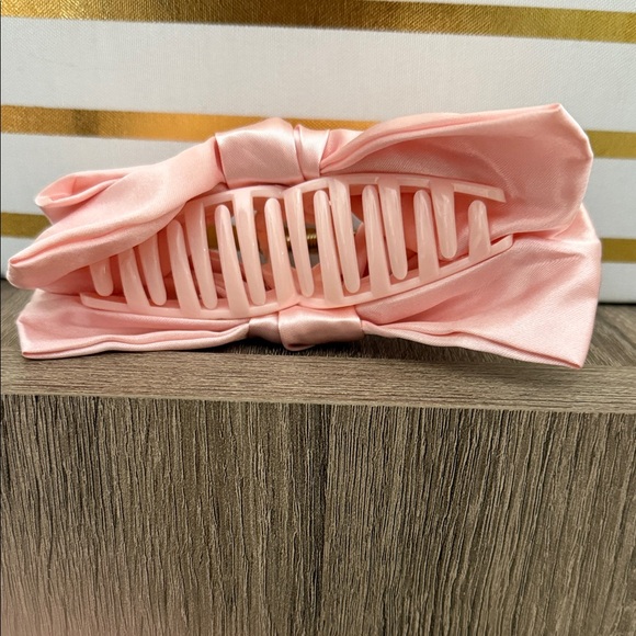 Pink Satin Hair Bow Clip - Picture 3 of 4